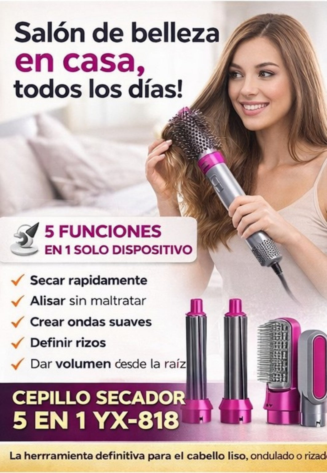 CEPILLO SECADOR 5 EN 1 YX-818